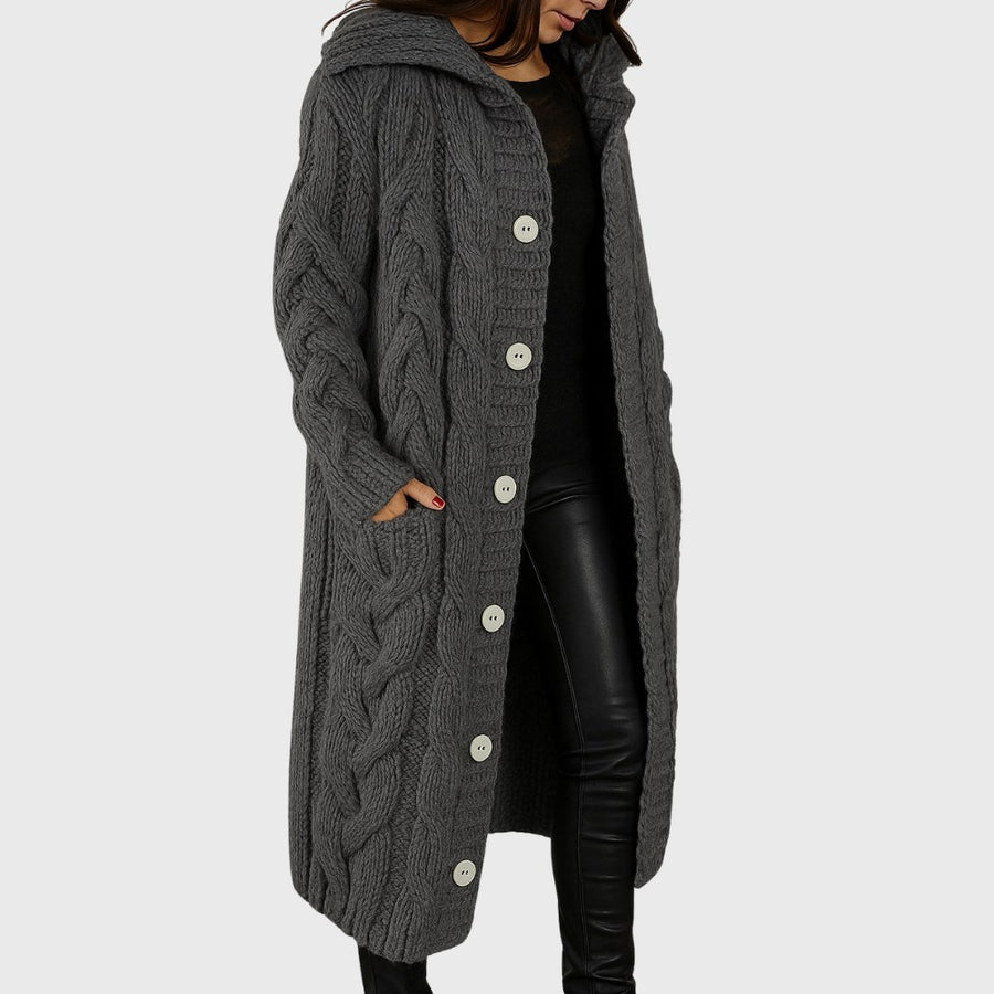 Sable | Women's Longline Length Cardigan in Dark Gray