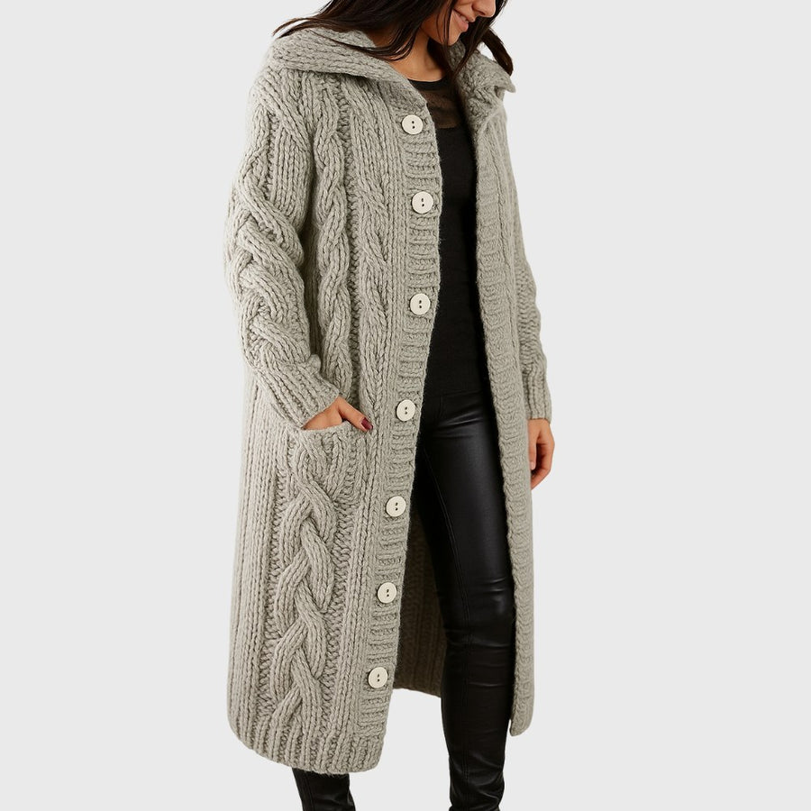 Sable | Women's Longline Length Cardigan in Gray