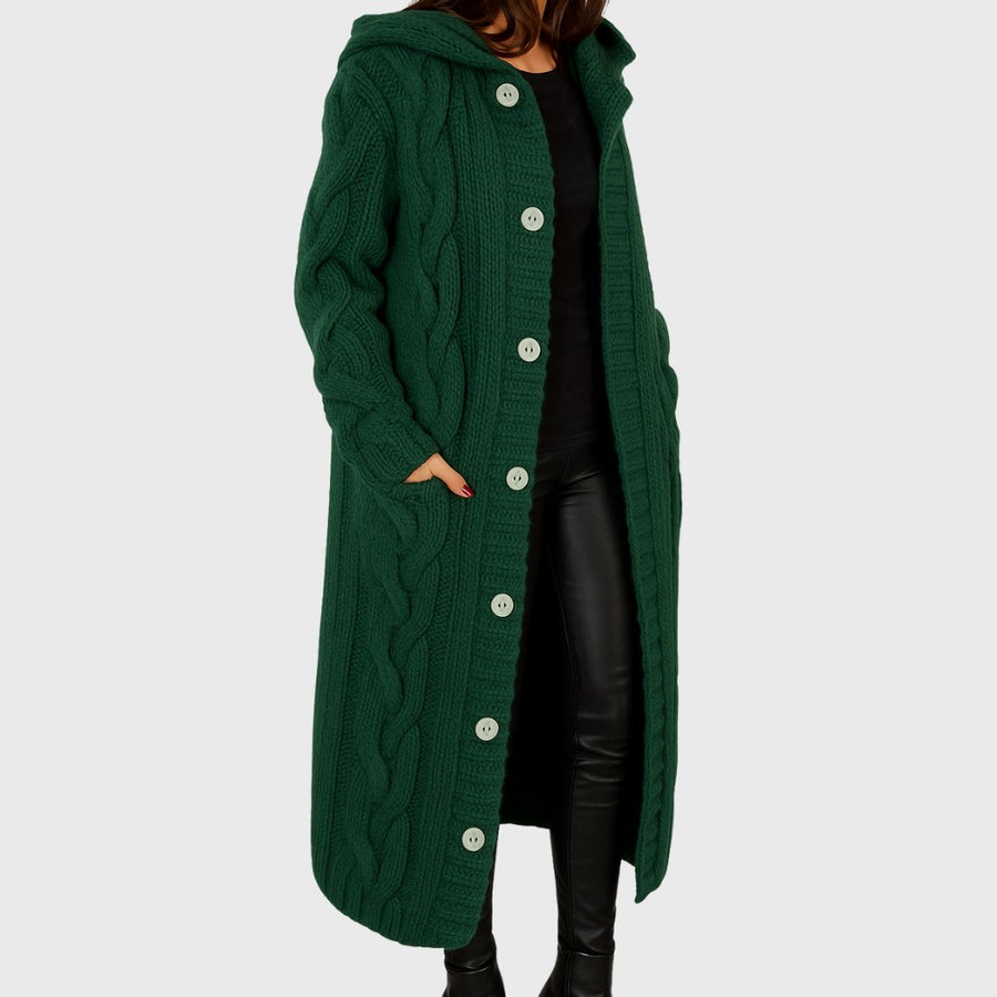 Sable | Women's Longline Length Cardigan in Green