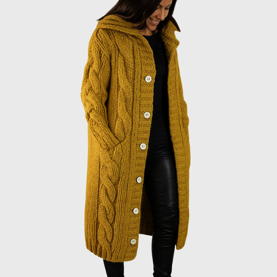 Sable | Women's Longline Length Cardigan in Yellow