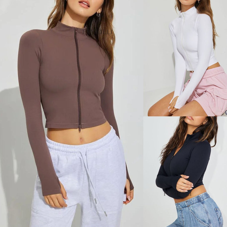 Saffron | Women's Zip Stand Collar Top