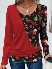 Salome | Women's Ruffle Detail Long Sleeve Top in Red