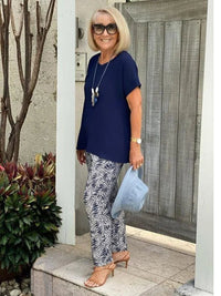 Samira | Women's Matching Outfit With Patterned Bottom Coastal Set
