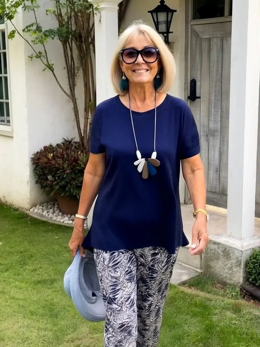 Samira | Women's Matching Outfit With Patterned Bottom Coastal Set