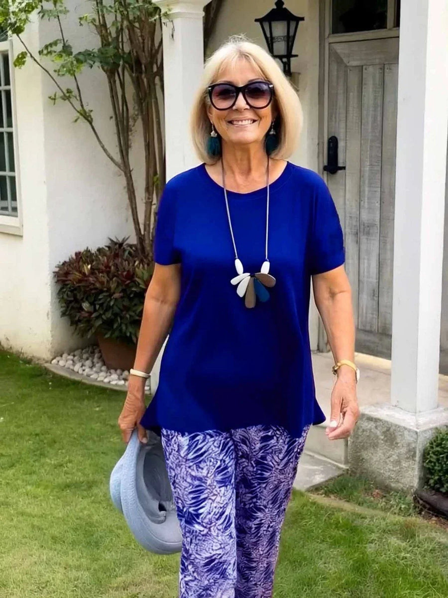Samira | Women's Matching Outfit With Patterned Bottom Coastal Set