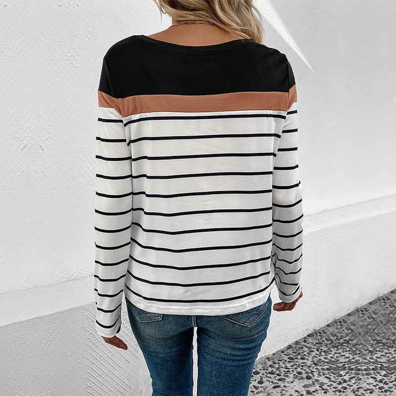 Sandrine | Women's Striped Long Sleeve Fashionable Top