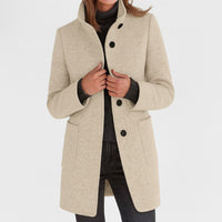 Sandrine | Women's Straight Cut Button Front Coat in Beige