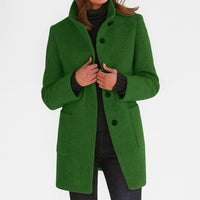 Sandrine | Women's Straight Cut Button Front Coat in Green
