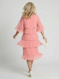 Sanne | Women's Tiered Flutter Sleeve Midi Sundress