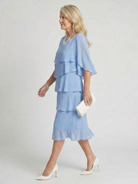 Sanne | Women's Tiered Flutter Sleeve Midi Sundress