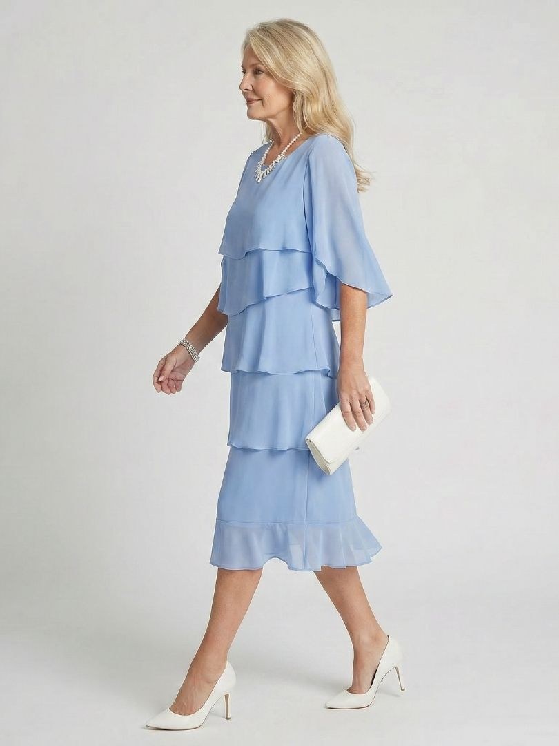 Sanne | Women's Tiered Flutter Sleeve Midi Sundress