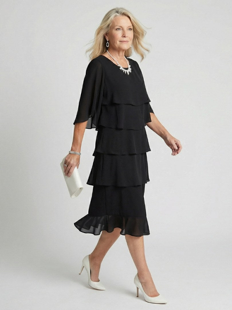 Sanne | Women's Tiered Flutter Sleeve Midi Sundress