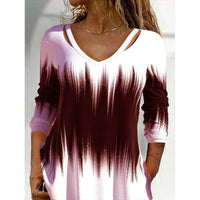 Sapphira | Women's V-Neck Long Sleeve Fashionable Top in Red