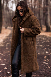 Sarai | Women's Oversized Cozy Hooded Jacket in Brown