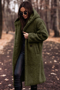 Sarai | Women's Oversized Cozy Hooded Jacket in Olive Green