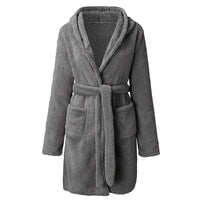 Saskia | Women's Cozy Pockets Hooded Fleece Coat – Fleece Jacket in Gray