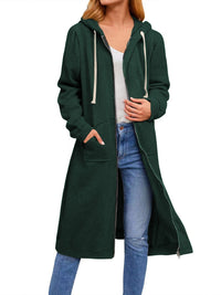 Saskia | Women's Zip Pockets Hooded Jacket in Black Green