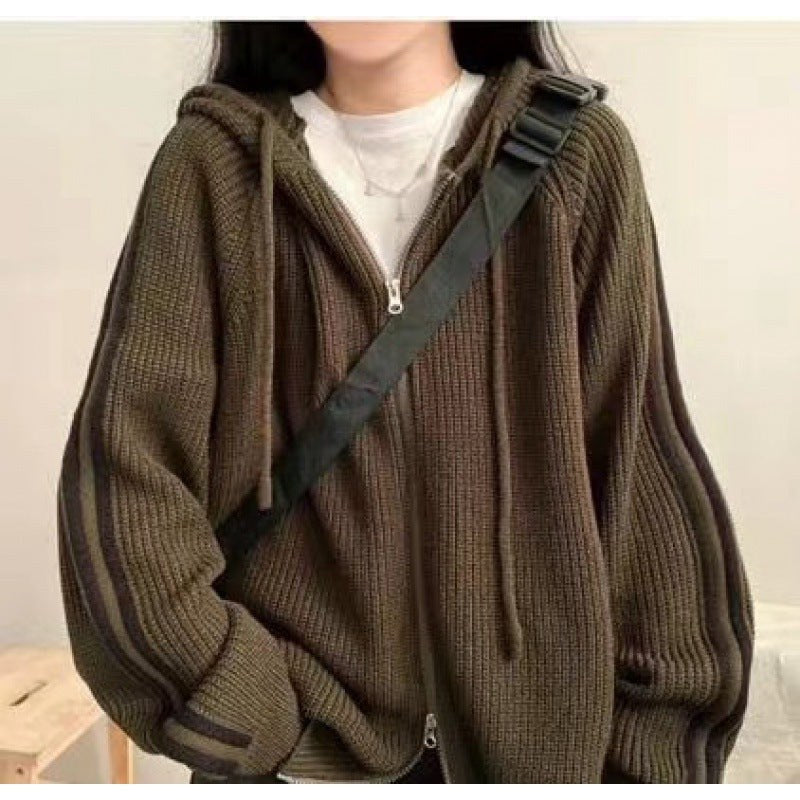 Saturnina | Women's Knit Hoodie in Apricot