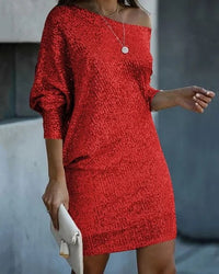 Savannah | Women's Sequin Cocktail Dress in Red