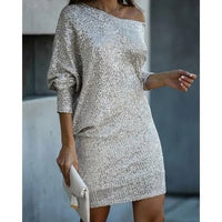 Savannah | Women's Sequin Cocktail Dress in Silver