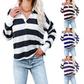Scholastica | Women's Button-Front Striped Long Sleeve Top