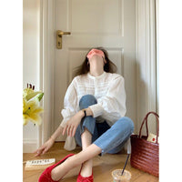Sebastiana | Women's Button-Front Blouse in White
