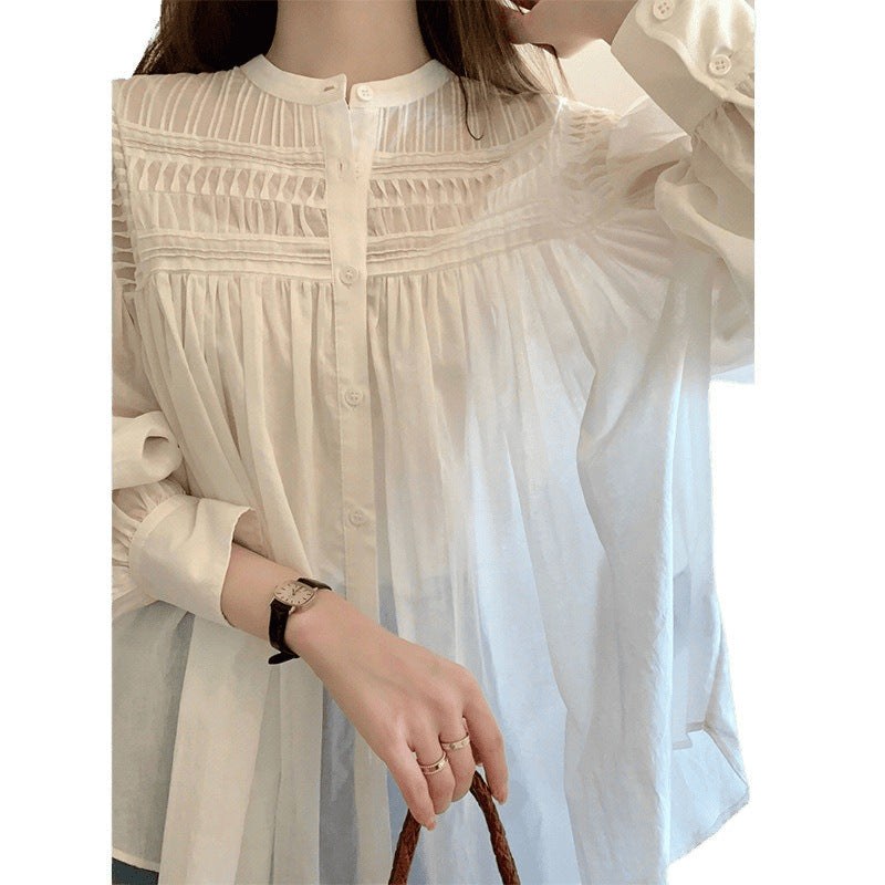 Sebastiana | Women's Button-Front Blouse in White