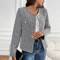 Sedna | Women's Textured Button-Front Elegant Jacket in Black
