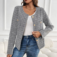 Sedna | Women's Textured Button-Front Elegant Jacket in Black