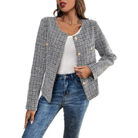 Sedna | Women's Textured Button-Front Elegant Jacket in Black