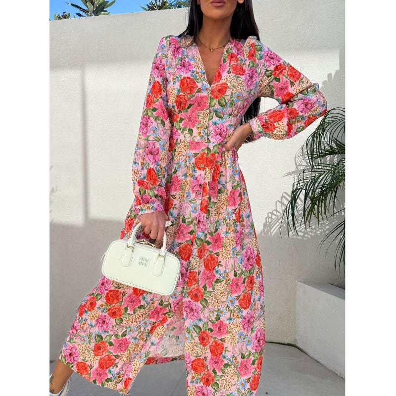 Selestina | Women's Floral Dress in Red