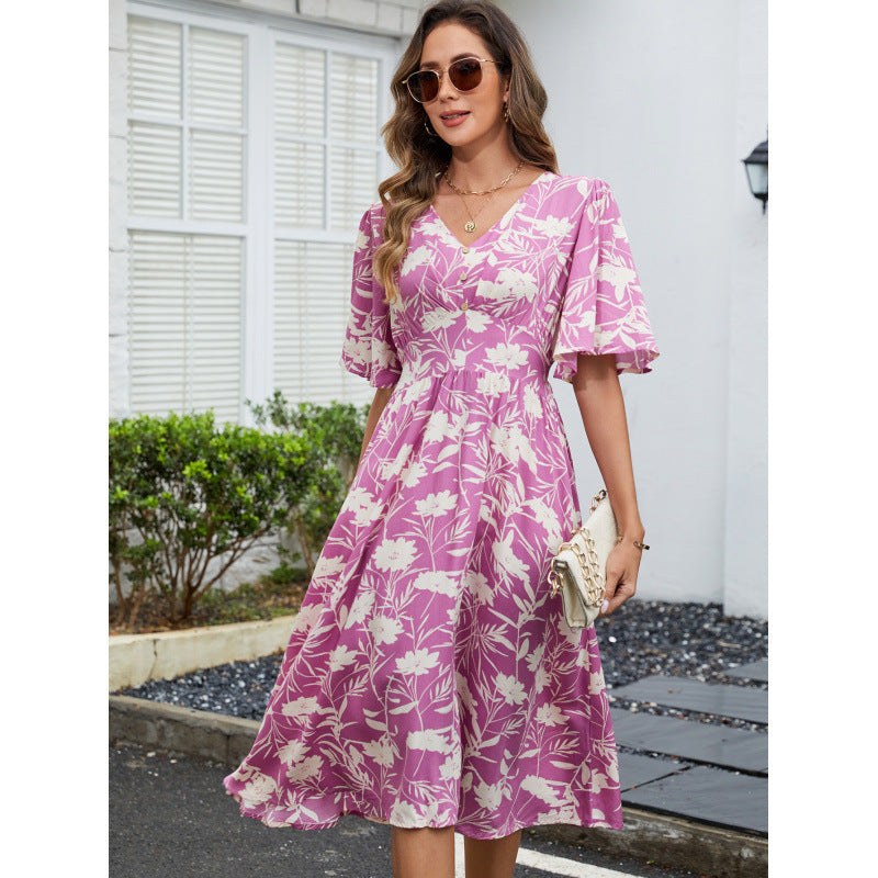 Semiramis | Women's Floral Print Wrap Dress in Light Purple