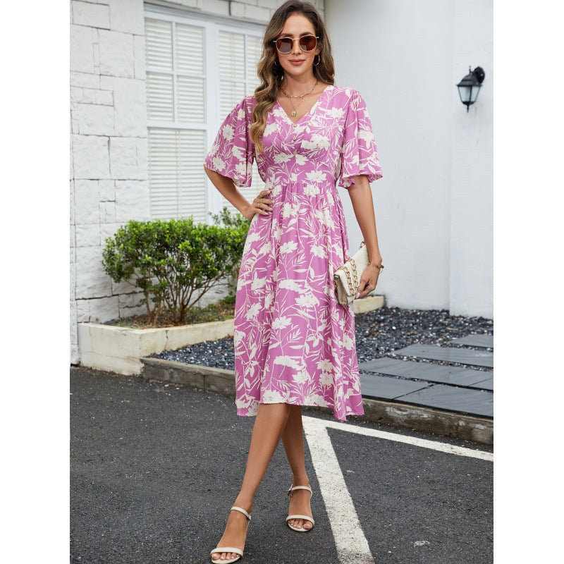 Semiramis | Women's Floral Print Wrap Dress in Light Purple
