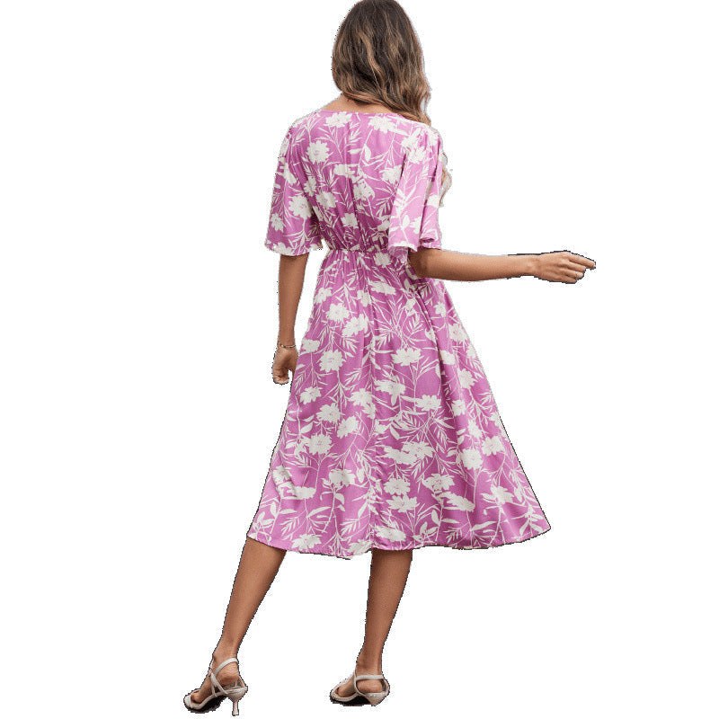 Semiramis | Women's Floral Print Wrap Dress in Light Purple