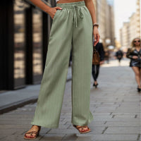 Serafine | Women's Elastic Waist Drawstring Comfortable Elegant Pants – Dress Pants in Minz Green