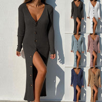 Seraphina | Women's V-Neck Button Detail Knit Dress