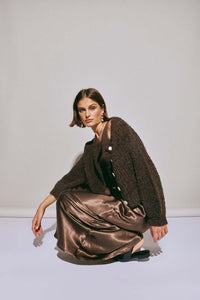 Seraphina | Women's Button-Front Cozy Knit Casual Sweater in Dark Brown