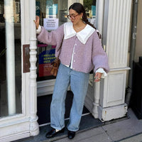 Seraphina | Women's Button-Front Cozy Knit Casual Sweater in Purple