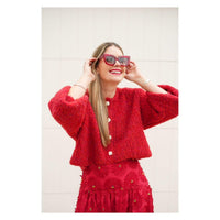 Seraphina | Women's Button-Front Cozy Knit Casual Sweater in Red