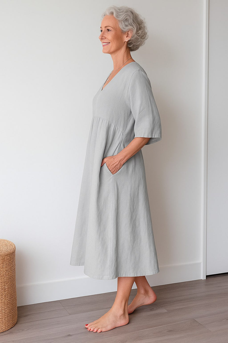 Seraphine | Women's V-Neck A-Line Midi Sundress