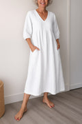 Seraphine | Women's V-Neck A-Line Midi Sundress – Midi Dress