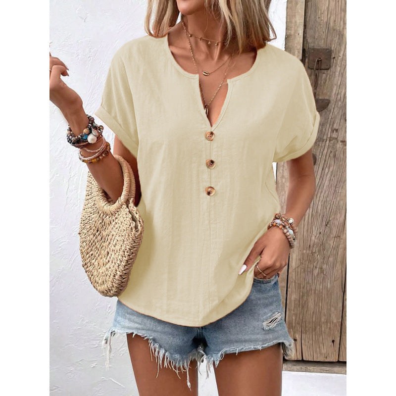 Serena | Women's Button-Front Casual Blouse in Apricot