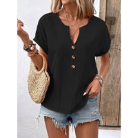 Serena | Women's Button-Front Casual Blouse in Black