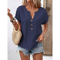 Serena | Women's Button-Front Casual Blouse in Indigo Blue