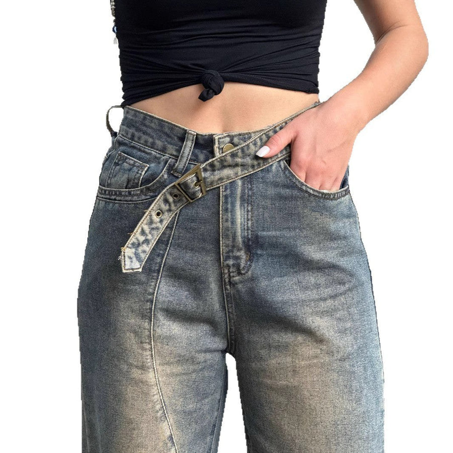 Severine | Women's Belted Fashionable Jeans in Bronz