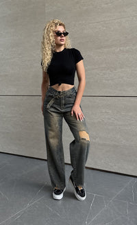 Severine | Women's Belted Fashionable Jeans in Bronz