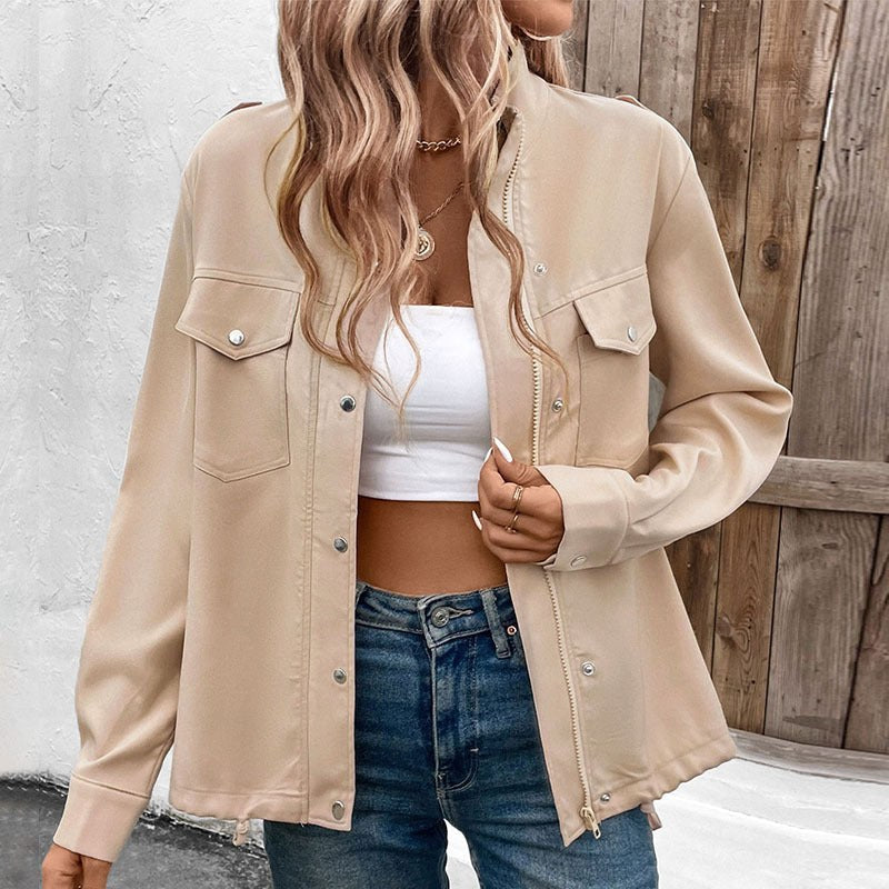Sibilla | Women's Pockets Elegant Jacket in Khaki