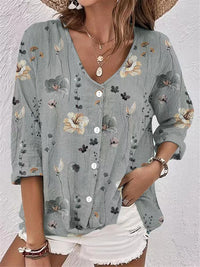 Sibyl | Women's Button Detail Floral Modern Blouse