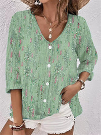 Sibyl | Women's Button Detail Floral Modern Blouse