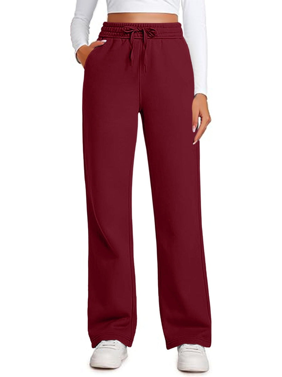 Sibyl | Women's Elastic Waist Casual Pants – Dress Pants in Wine Red
